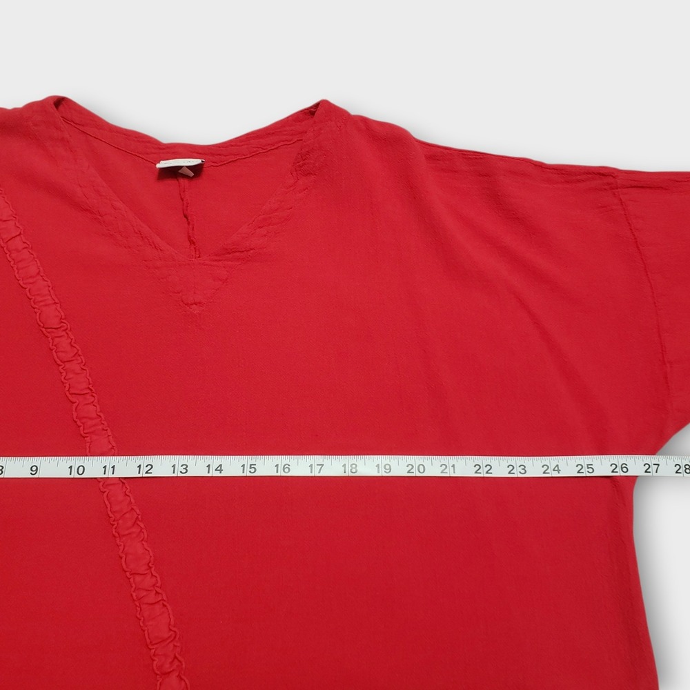 Oh My Gauze Red Artsy 100% Cotton Asymmetric Tunic Top Size 2 L/XL Lagenlook - Picture 8 of 11